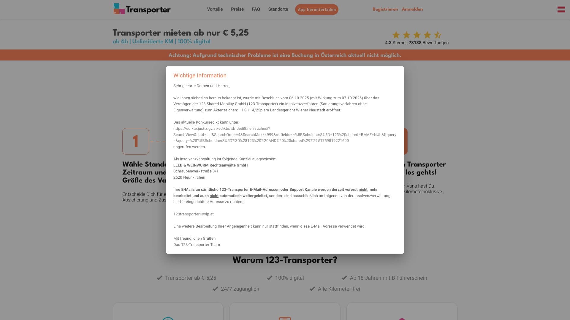 123-Transporter.at | Transporter mieten in Graz