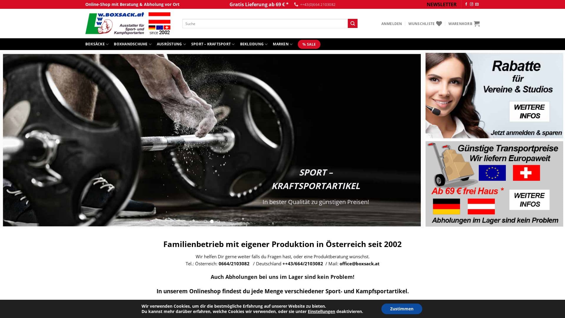 boxsack.at - Shop für Sport und Kampfsportarten in Feldkirchen an der Donau