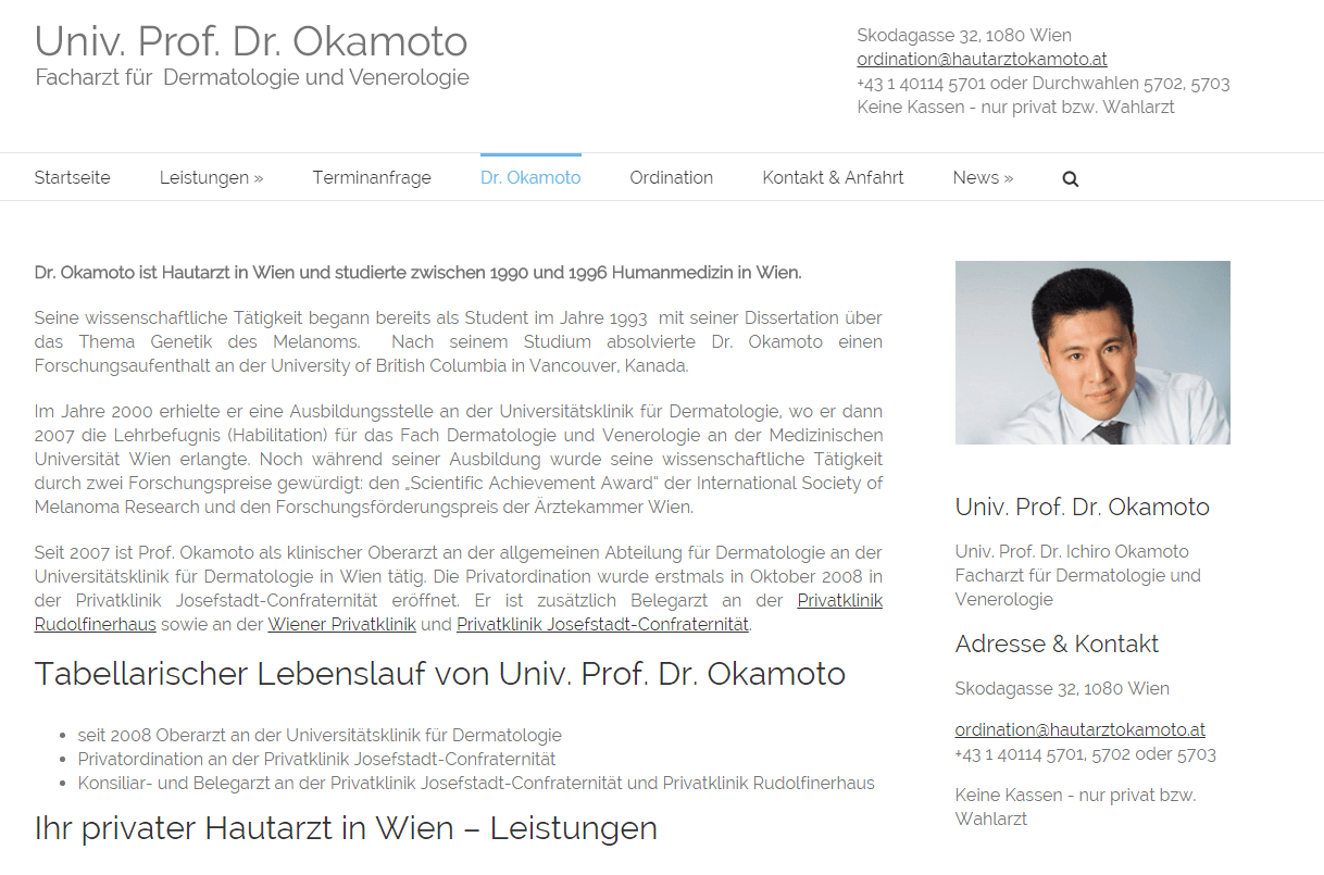 Hautarzt Univ. Prof. Dr. Ichiro Okamoto