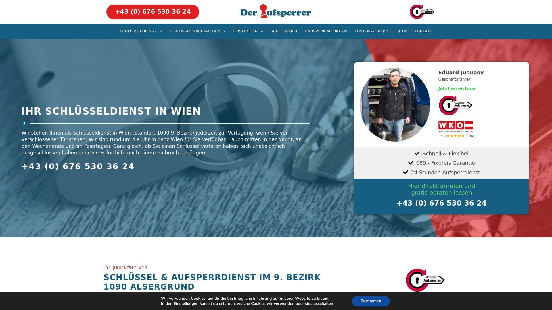 Schlüsseldienst & Aufsperrdienst | Der Aufsperrer Wien