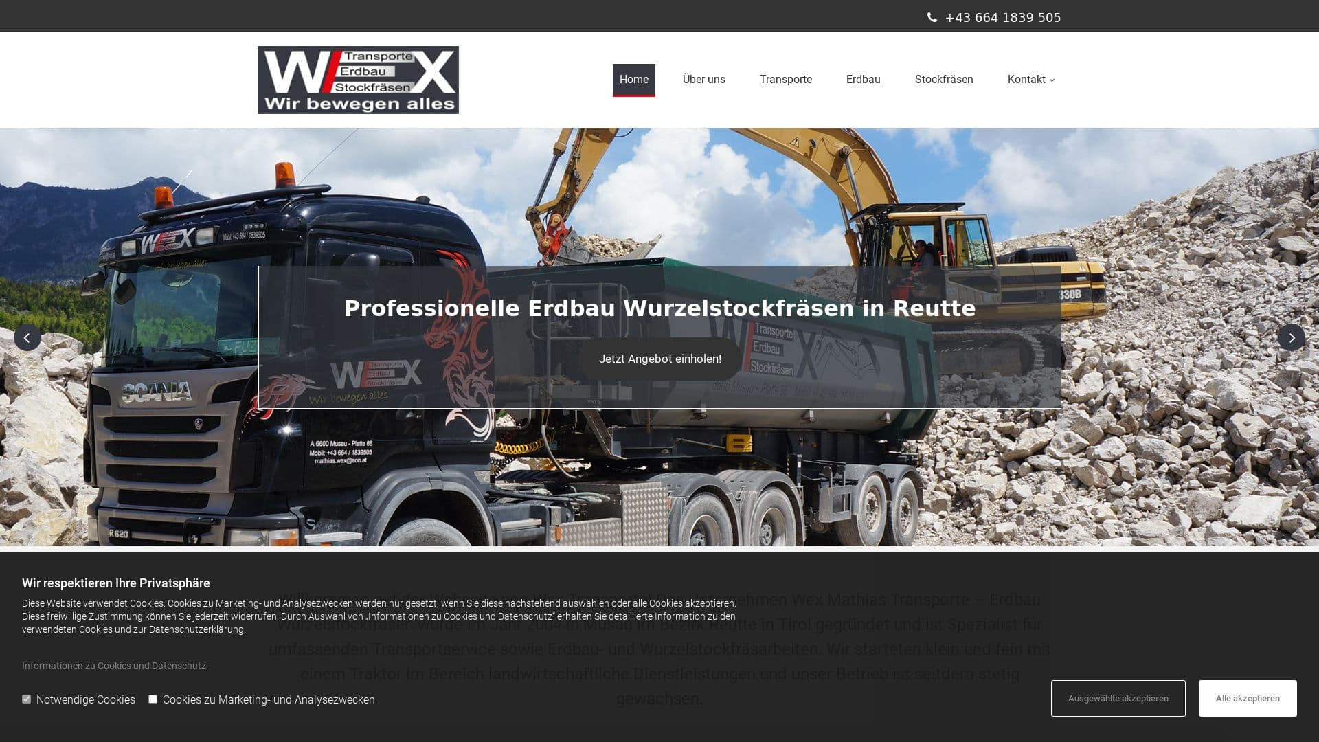 Wex Mathias Transporte - Erdbau - Wurzelstockfräsen